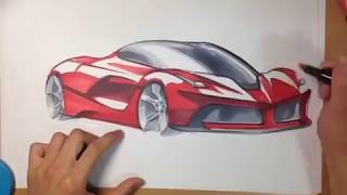 LaFerrari Color Pencil + Marker Drawing