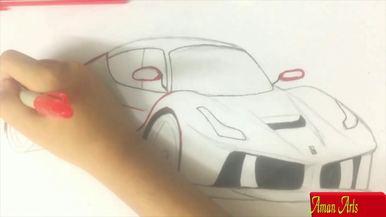 Realistic car drawing - Ferrari LaFerrari