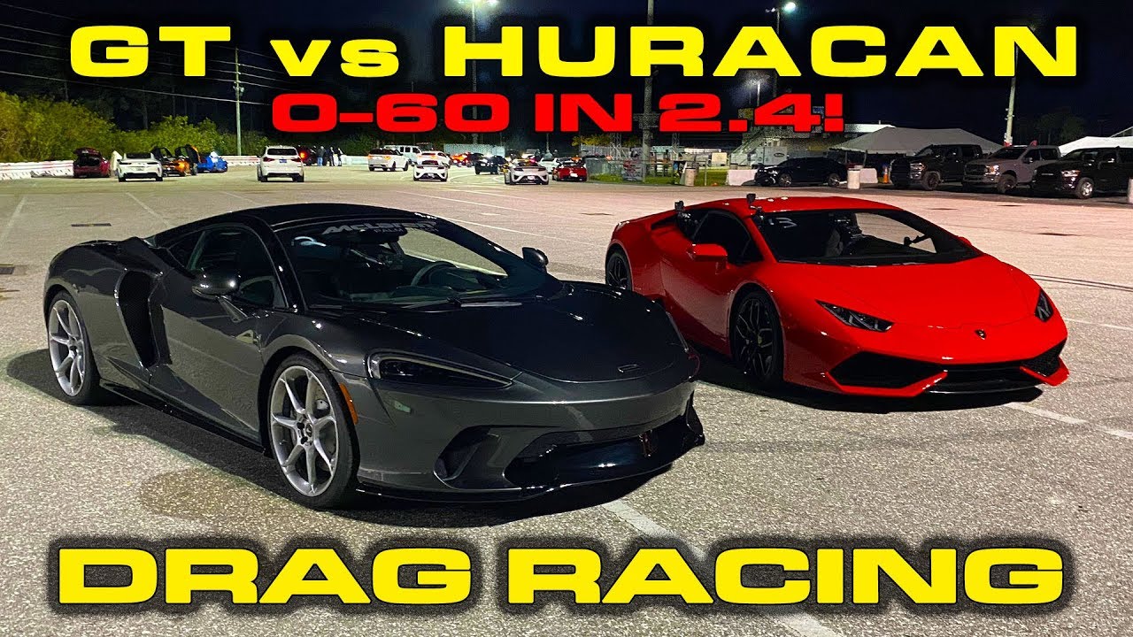 NEW RECORD * McLaren GT vs Lamborghini Huracan 1/4 Mile Drag Racing