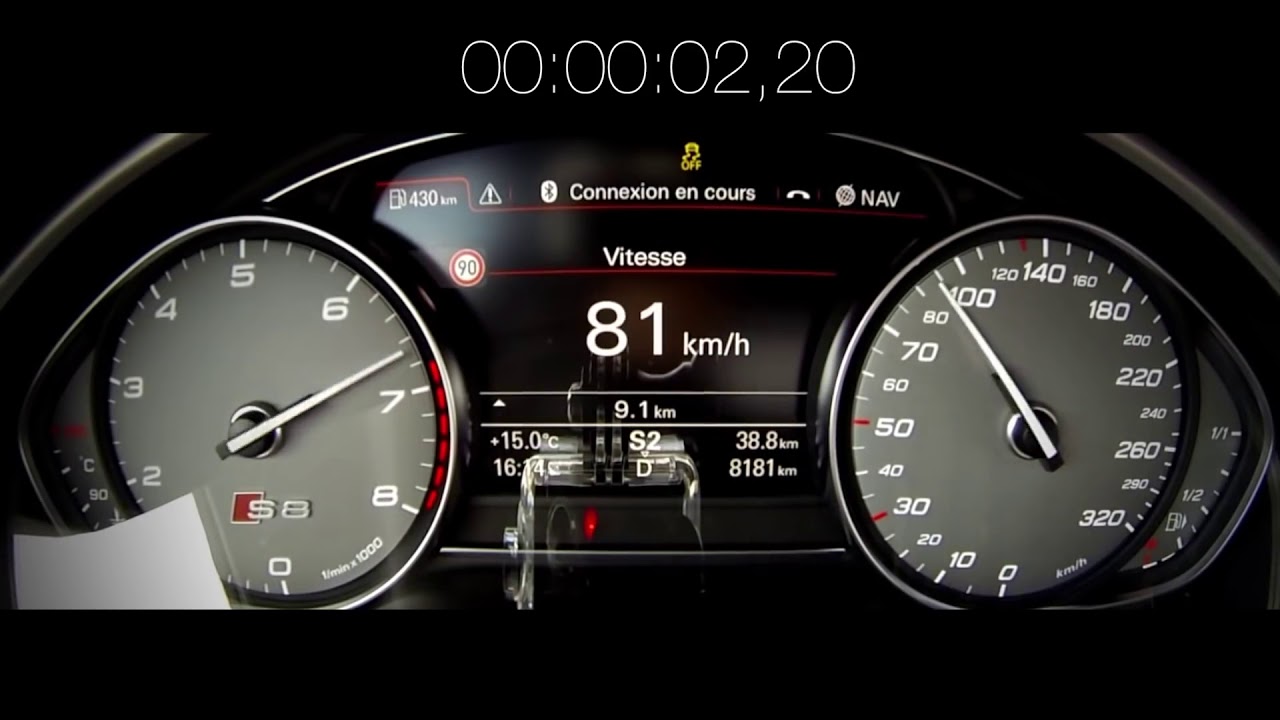 Audi S8 PLUS vs Audi RS7 - Acceleration sound 0-100 km/h, 0-300 km/h