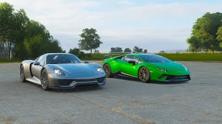 Forza Horizon 4 Drag Race - Porsche 918 Spyder VS Supercharged Lamborghini Huracan Performante