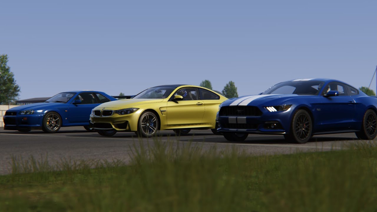 Mustang 2015 vs Bmw M4 Coupe & Nissan Skyline GTR R34 V-Spec