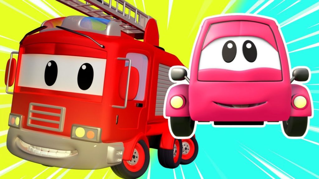子供向けの警察車のアニメ 小さなピンクカーの事故 子供向けトラックアニメ Helicopter For Kids