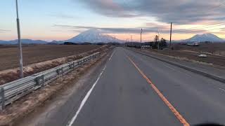 ドライブレコーダー風 豊浦町～留寿都村 羊蹄山を望む