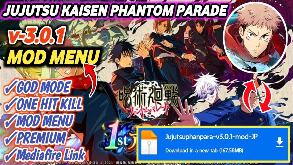 Jujutsu Kaisen Phantom Parade Mod Apk | JKPP Mod Apk | God Mode, One Hit Kill | Update 2025