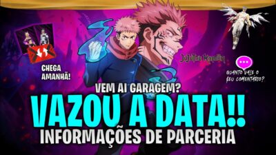URGENTE! JUJUTSU KAISEN CHEGANDO NO FREE FIRE?, PASSE DE GRAÇA, SKINS GRÁTIS, NOVIDADES FREE FIRE