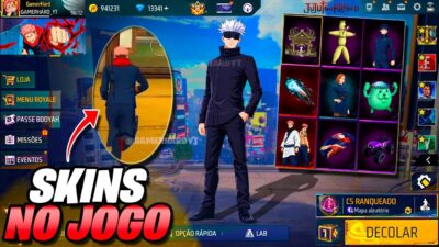 VAZOU! JUJUTSU KAISEN DENTRO DO FREE FIRE, DUAS SKINS GRÁTIS, ATUALIZAÇÃO FF,  NOVIDADES FREE FIRE
