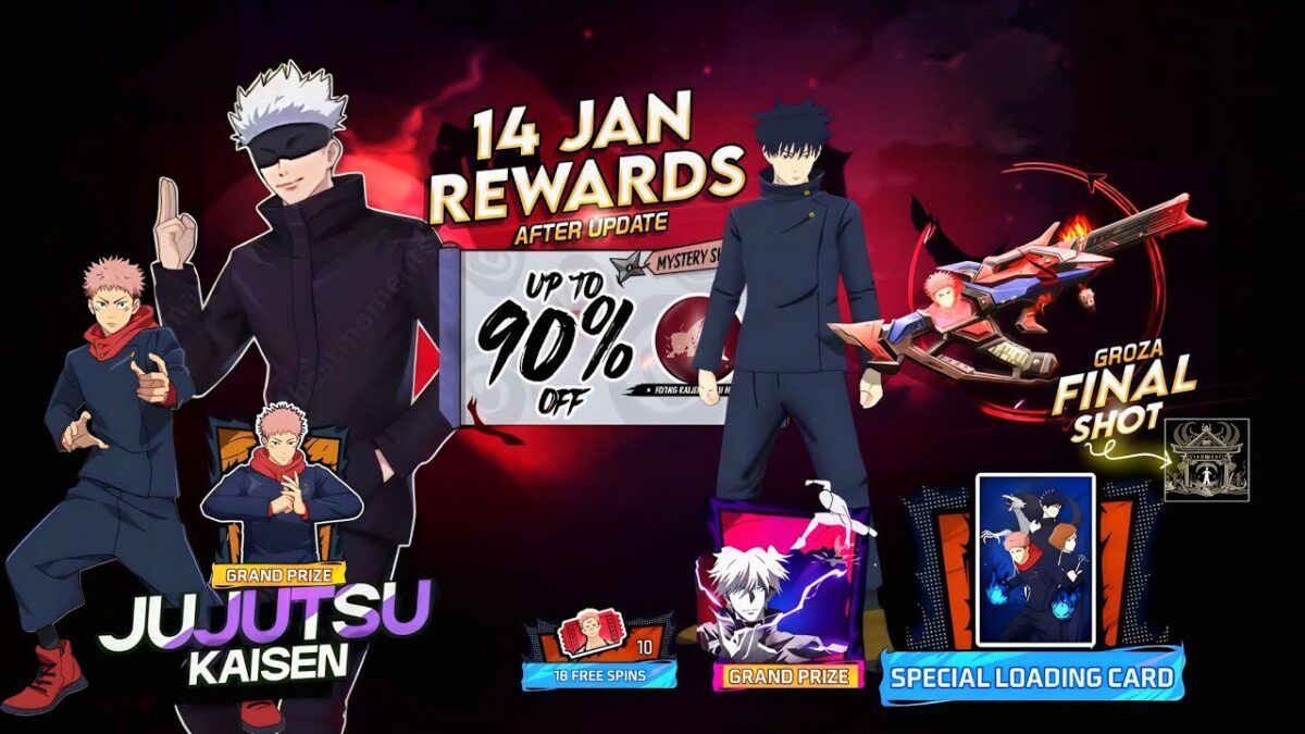 JUJUTSU KAISEN EVENT FREE REWARDS, GOJO ASCENSION EVENT, MYSTERYSHOP, FREEFIRE NEW EVENT, FFNEWEVENT