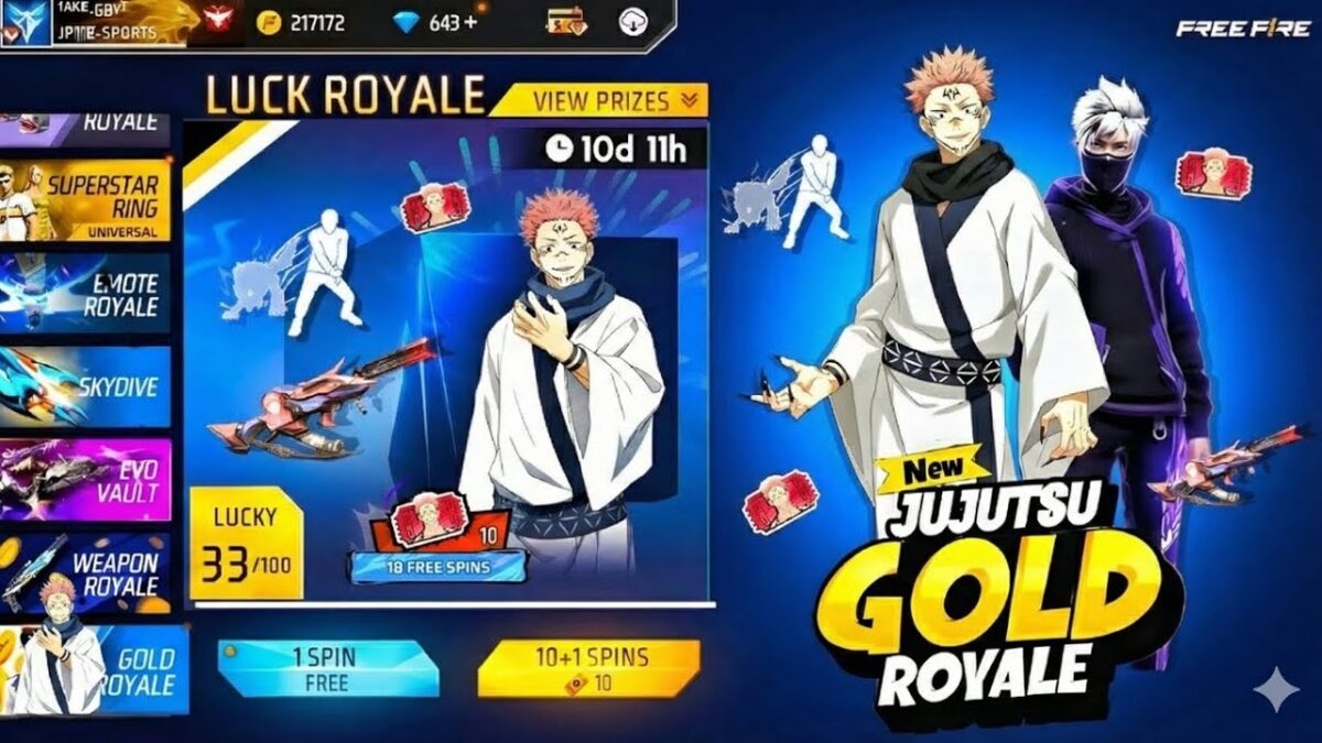 জুজুৎসু কাইসন স্পেশাল গোল্ড রয়েল আসছে | Jujutsu Kaisen special gold Royal | Free fire new event