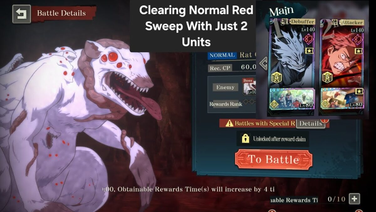 Clearing Normal Red Sweep with Just 2 Units | Jujutsu Kaisen Phantom Parade Global