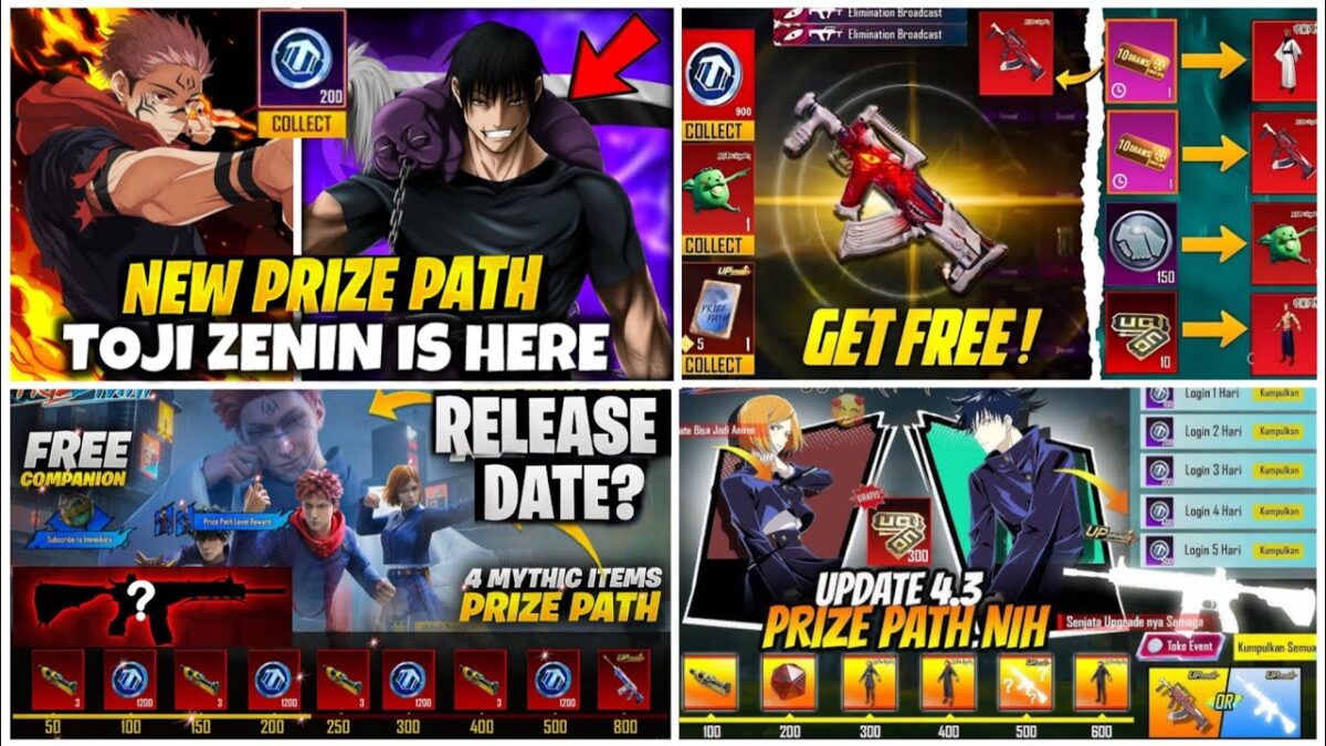 NEW JUJUTSU KAISEN PRIZE PATH RELEASE DATE😍| TOJI ZENIN IS HERE🔥| GET FREE SUKUNA GROZA🤯| PUBGM