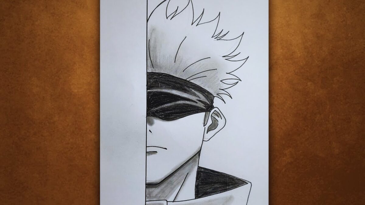 How to draw Gojo Half Face in 5 minutes | Jujutsu Kaisen | Drawing tutorial step by step