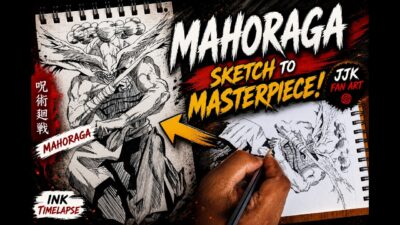 Mahoraga Sketch to Masterpiece! | Jujutsu Kaisen Fan Art Timelapse