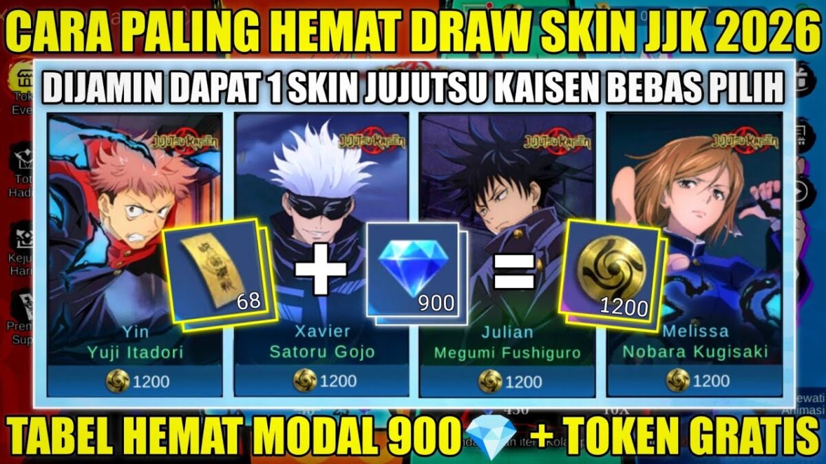 UPDATE CARA PALING HEMAT DRAW 1 SKIN MLBB X JUJUTSU KAISEN 2026! MODAL 900💎 + TOKEN GRATIS 2 RONDE