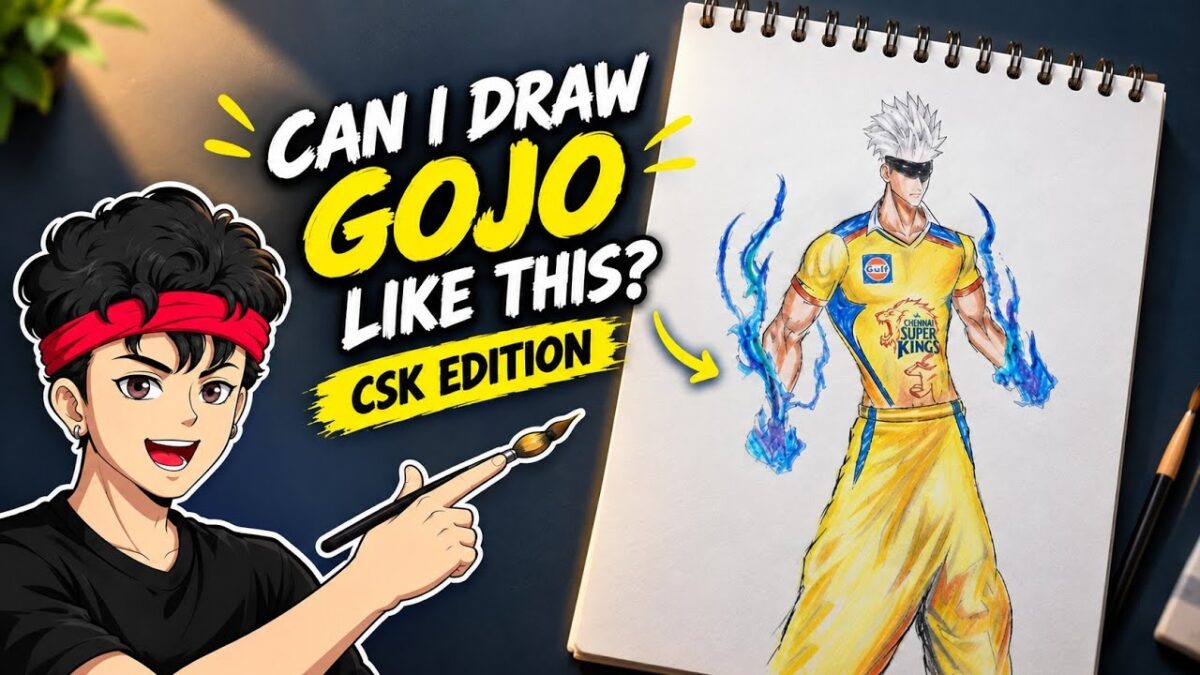 GOJO × MS DHONI Drawing 🔥 | Gojo Satoru as CSK Thala | Jujutsu Kaisen × CSK Fan Art
