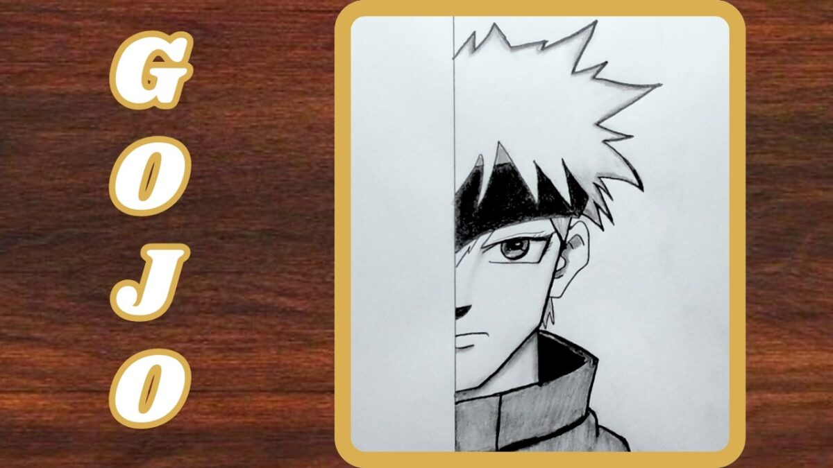 How to draw Satoru Gojo from Jujutsu Kaisen | Gojo drawing in Half face | Boy Sketch | Anime drawing