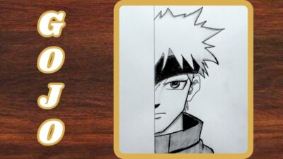 How to draw Satoru Gojo from Jujutsu Kaisen | Gojo drawing in Half face | Boy Sketch | Anime drawing